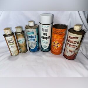 VINTAGE STANLEY STANHOME CLEANING‎ TINS. ANTIQUE SHELF ART DECOR CANISTERS